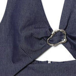 Falda vaquera con bordado de perlas y lavado vintage