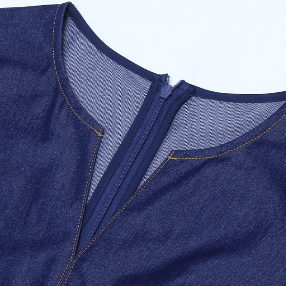 Cap-Sleeve Belted Denim Maxi Dress