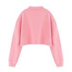 Heavyweight Snow Wash Collared Cropped Long Sleeve Sweatshirt