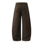 Vintage Washed Curved‑Seam Baggy Wide‑Leg Trousers