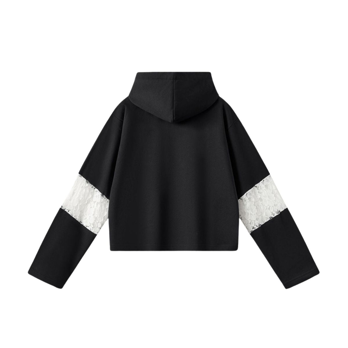 Lace Cutout Spliced Hooded Sweatshirt