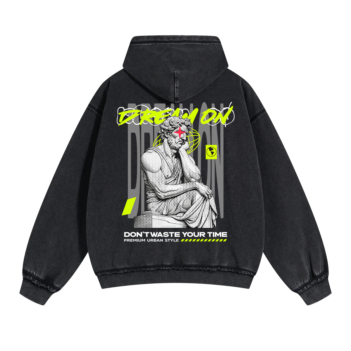 Dream On Ancient Statue Urban Double Slider Zip Hoodie-INNBLAC Fashion Apparel