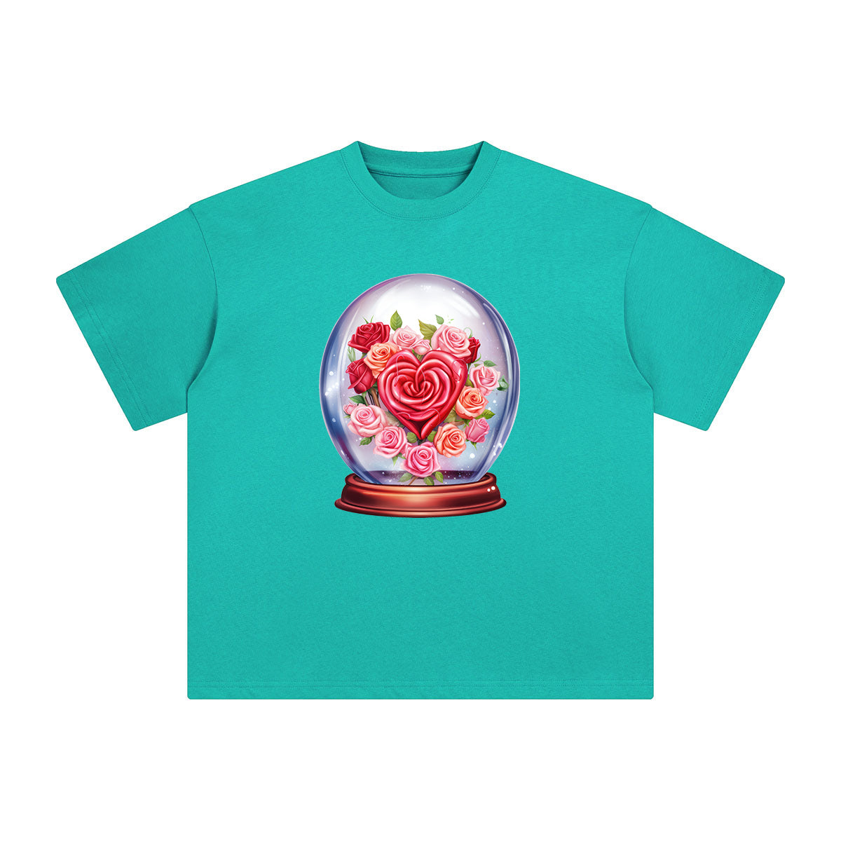 Valentine Roses Globe Graphic Tee-INNBLAC Fashion Apparel