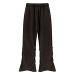 Vintage Washed Ruched Flared Casual Pants