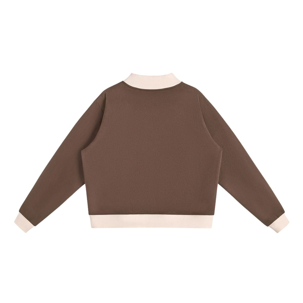 Mock Neck Sweatshirt With Contrast‑Color Stitching