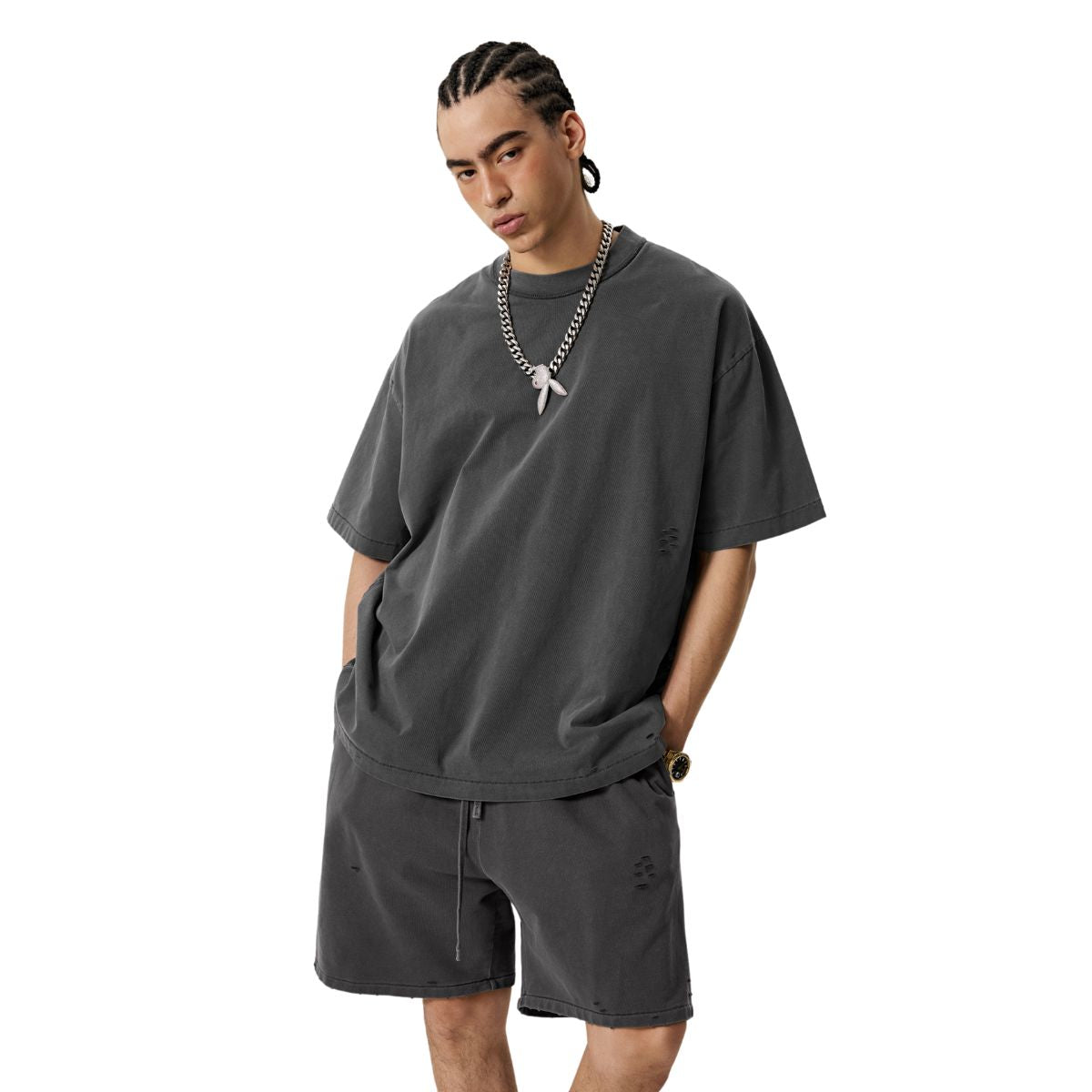 Vintage Wash Reverse Destructive T Shirt 8oz