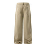 Button‑Fly Pleated Wide Leg Trousers