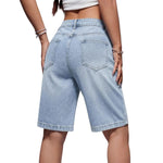 Women's Low Rise Long Bermuda Denim Shorts
