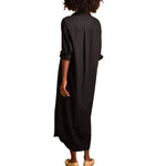 Vestido camisero largo holgado de mezclilla con botones