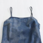 Falda vaquera con bordado de perlas y lavado vintage