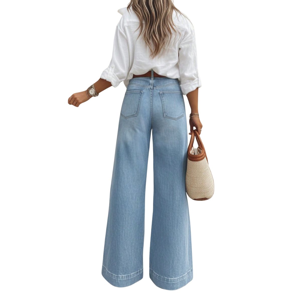 Women's High Waist Wide Leg Denim Jeans