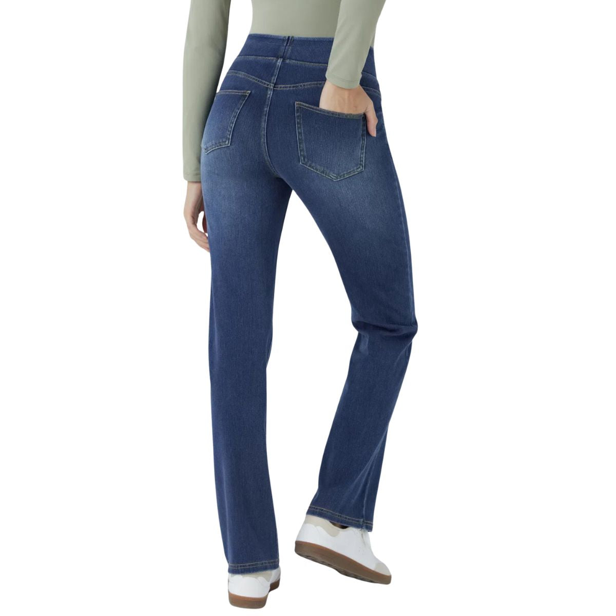 Vintage Washed High Waist Straight Leg Jeans