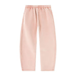 Vintage Washed Fleece‑Lined Elastic Waist Curved Leg Pants