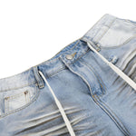 Vintage Washed Distressed Cat Whisker Denim Bermuda Shorts