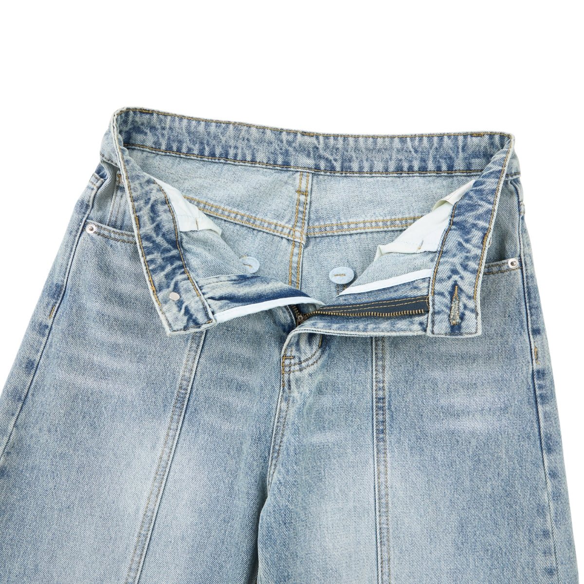 Draped Wide-Leg Relaxed Baggy Jeans