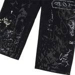 Smoke Rise Graffiti Black Wide-Leg Printed Jeans
