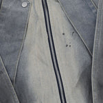 Men’s Retro Street Distressed Stand Collar Denim Jacket