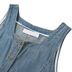 Falda vaquera con bordado de perlas y lavado vintage