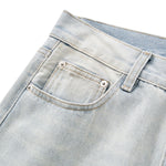 Vintage Washed Distressed Gradient Stripe Wide Leg Jeans