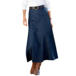 High-Waisted Flowy A-Line Long Denim Maxi Skirt