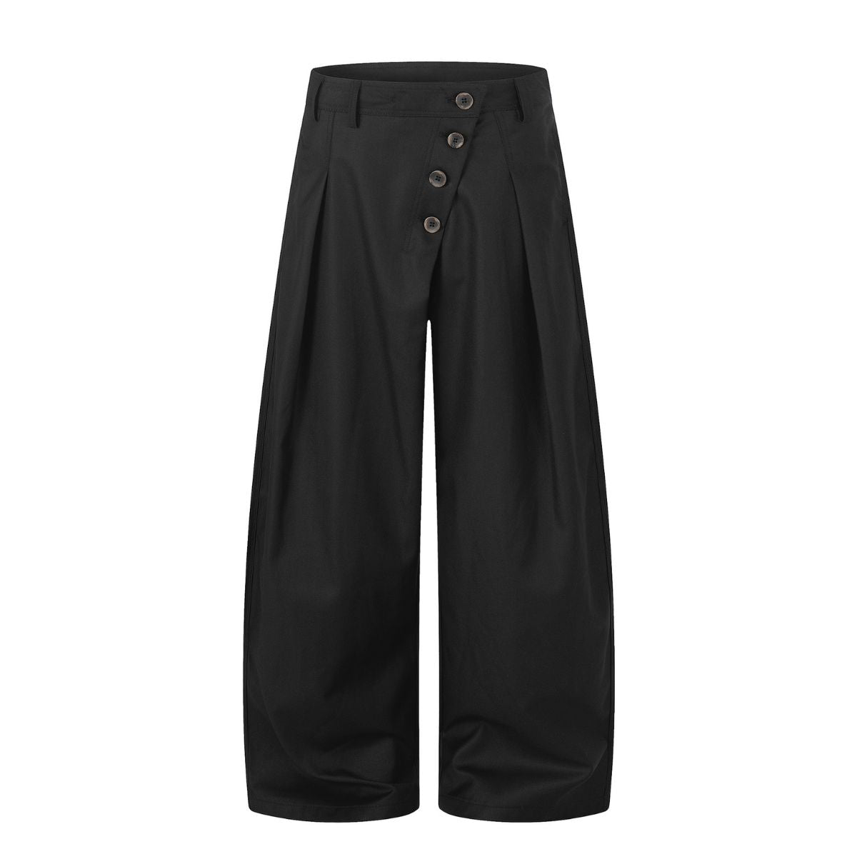 Old Money Pleated Button Detail Wide Leg Trousers