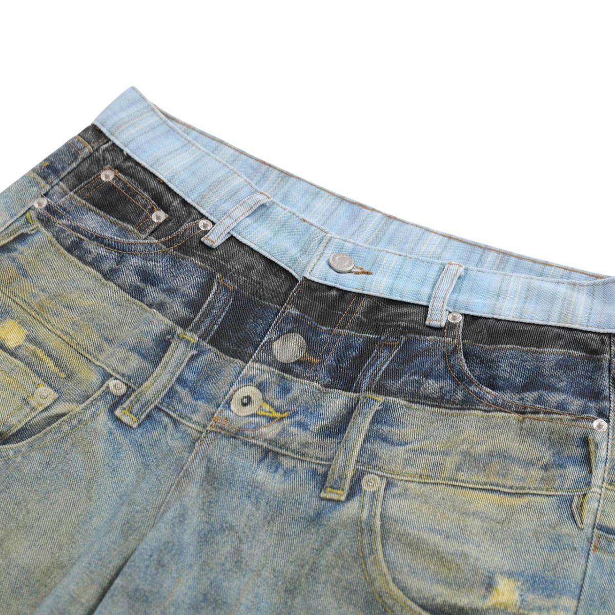 Streetwear Washed Distressed Straight Leg Jeans