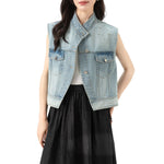 Rhinestone Embellished Washed Denim Vest