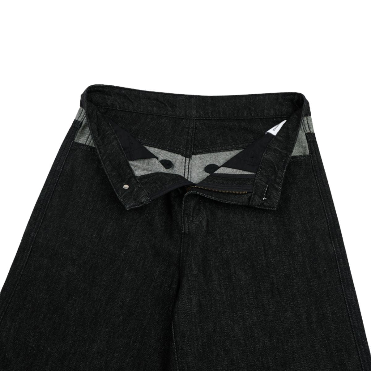 Washed Color‑Block Patchwork Jeans