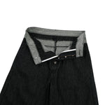 Two‑Tone Waistband Black Wide‑Leg Denim Jeans