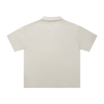Retro Boxy Wool Blend Seagull Collar Polo Shirt