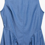 Backless Denim Ruched Maxi Dress