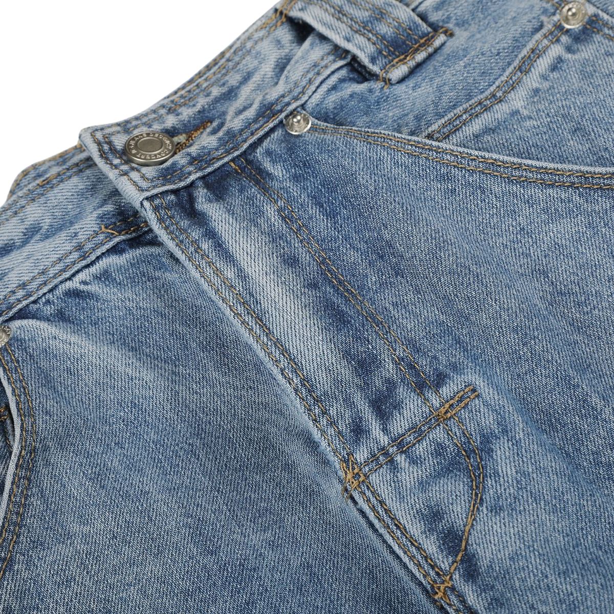Trendy Constructed Vintage Blue Scimitar‑Leg Jeans