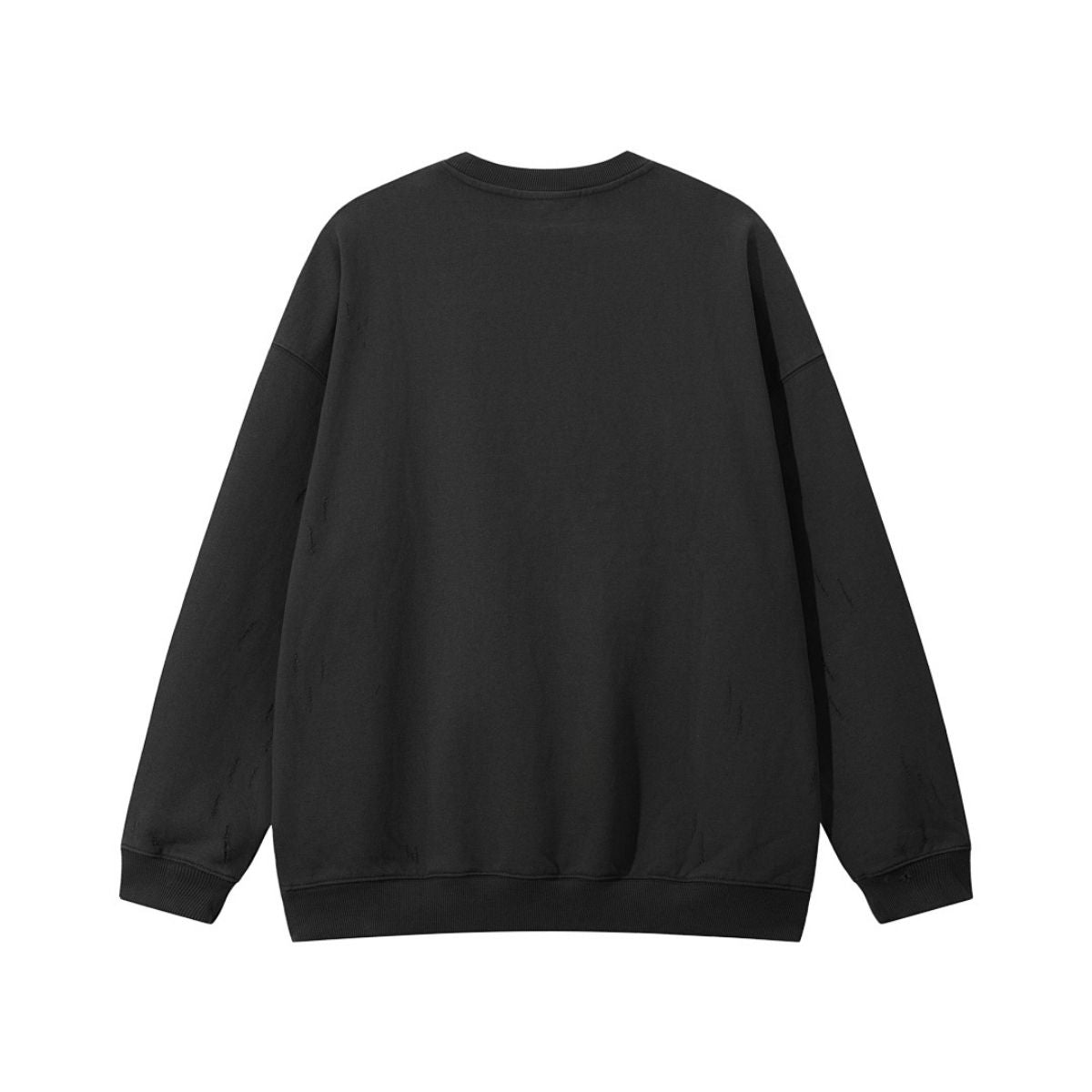 Heavyweight Solid Distressed Crew Neck Sweatshirt