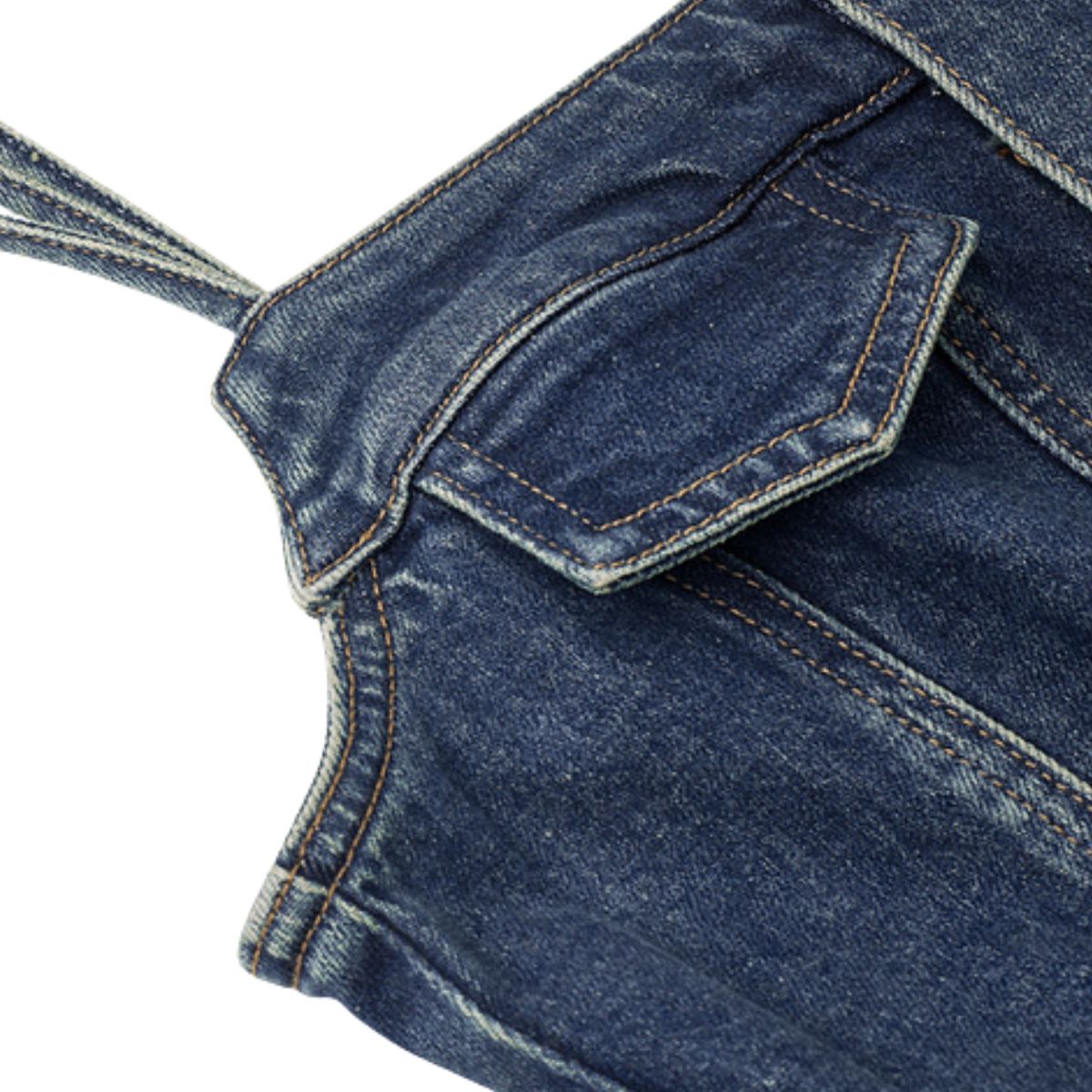 Falda vaquera con bordado de perlas y lavado vintage