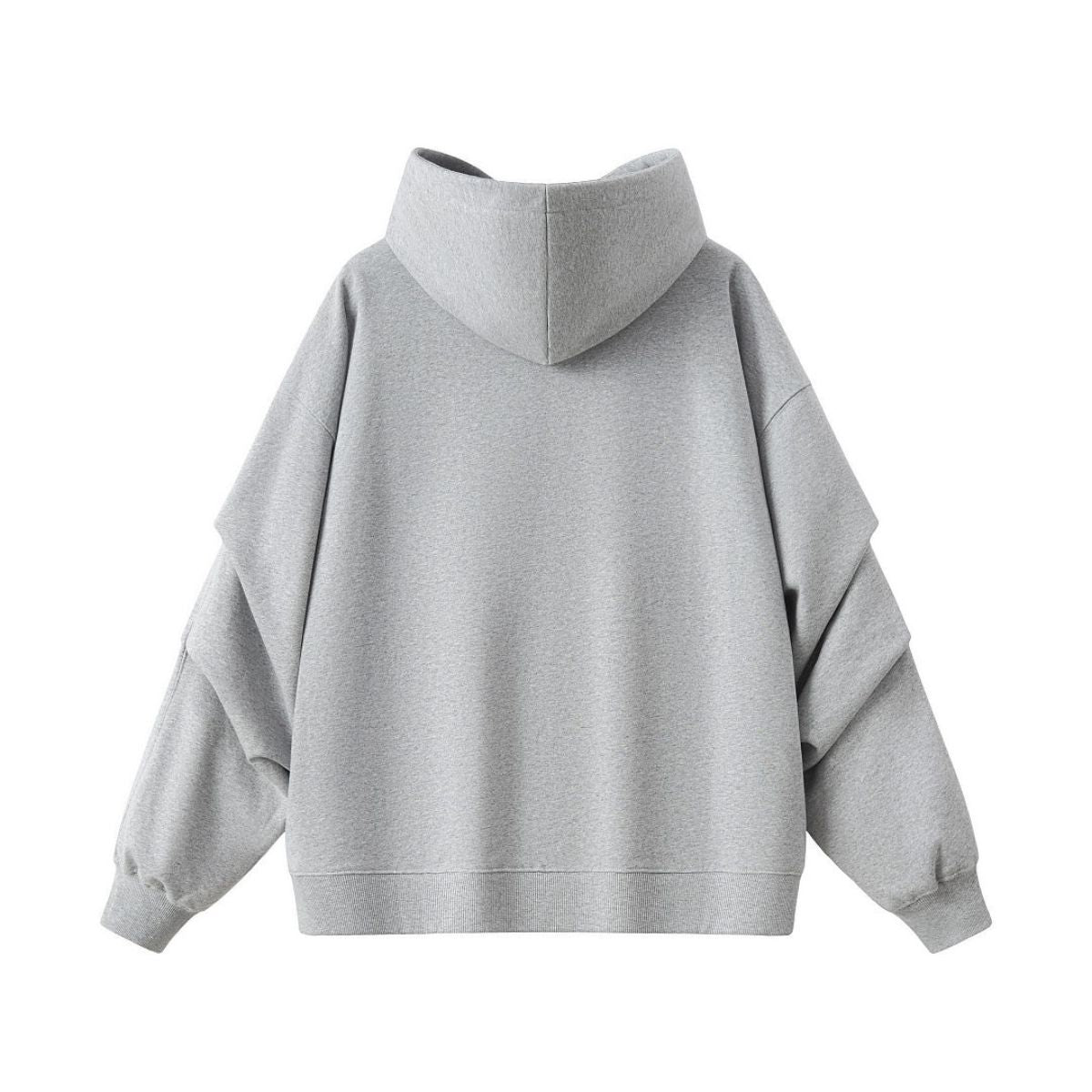 Hooded Terry Sweatshirt With Stacked Ruched Cuffs