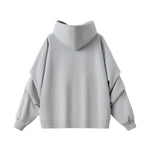 Hooded Terry Sweatshirt With Stacked Ruched Cuffs