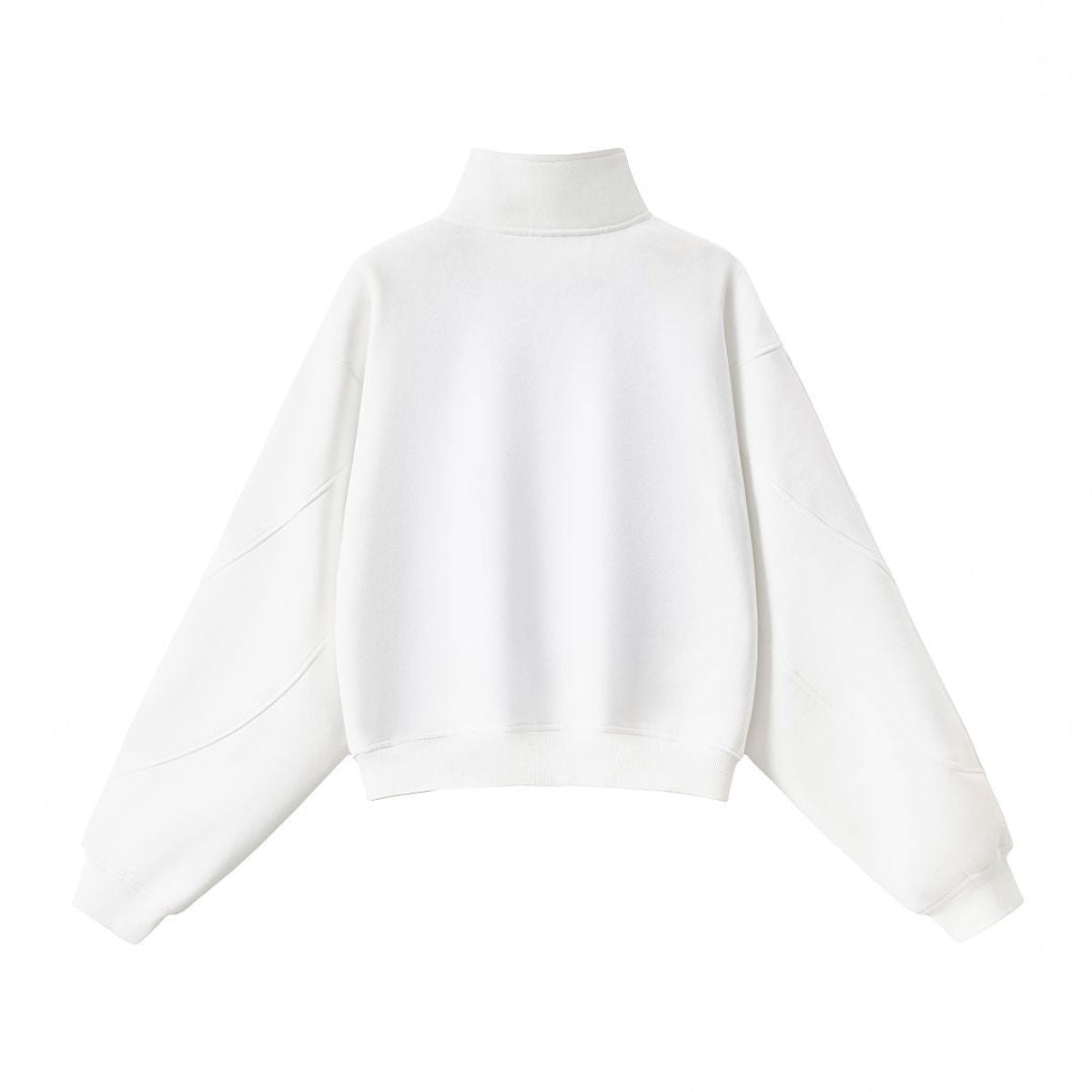 Short Wide Batwing Mock Neck Zip Up Sports Sweatshirt