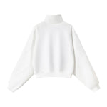 Short Wide Batwing Mock Neck Zip Up Sports Sweatshirt