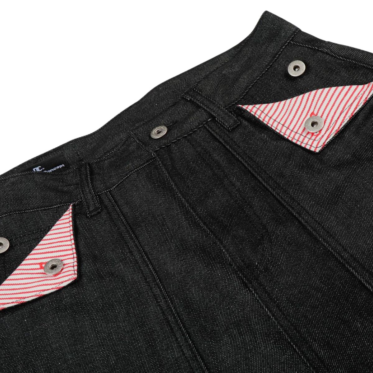 Raw Black Wide Leg Jeans with Utility Flap Pocket Detail