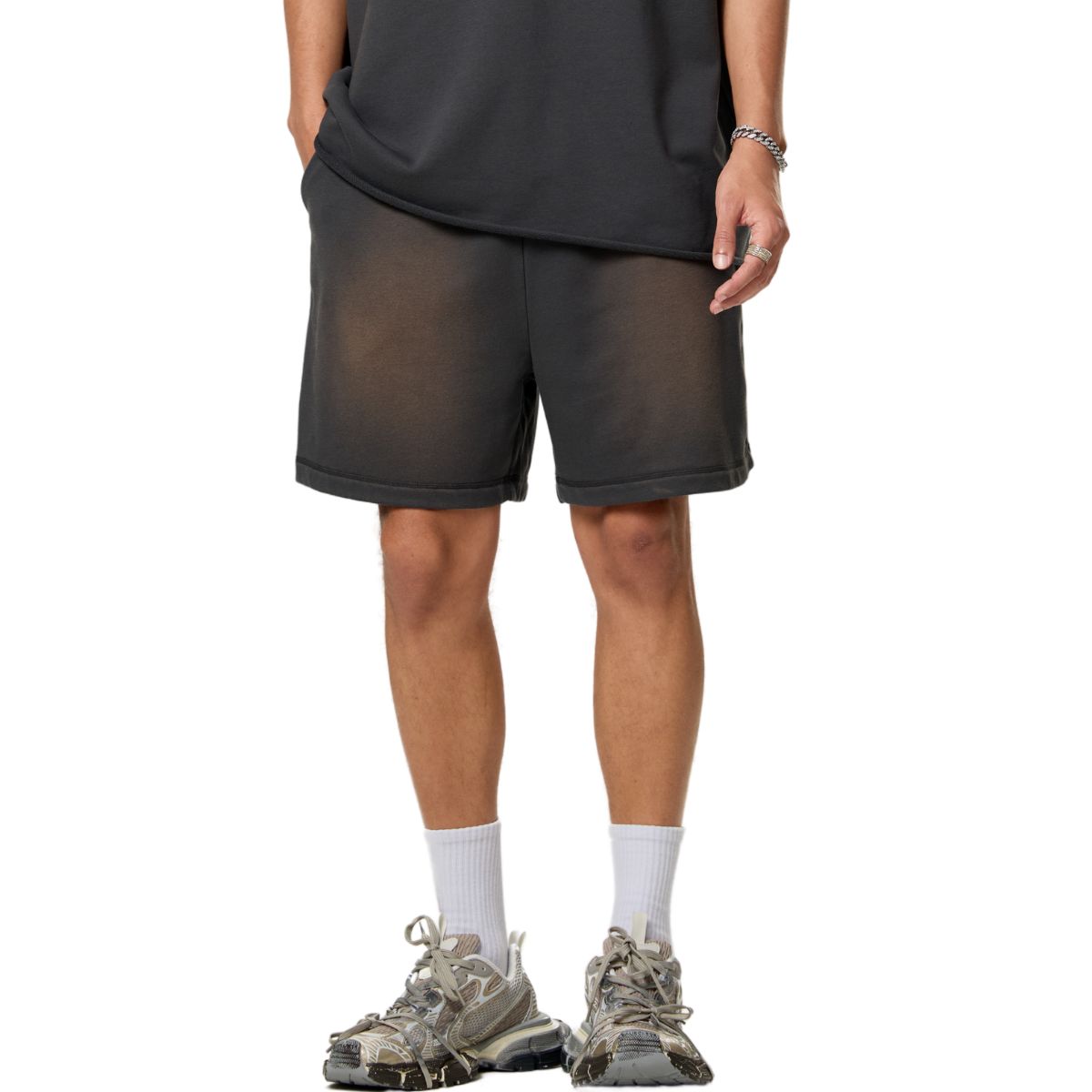 Pantalones cortos lavados con tinte en aerosol de peso pesado