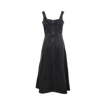 Corset Lace-Up Denim Midi Dress