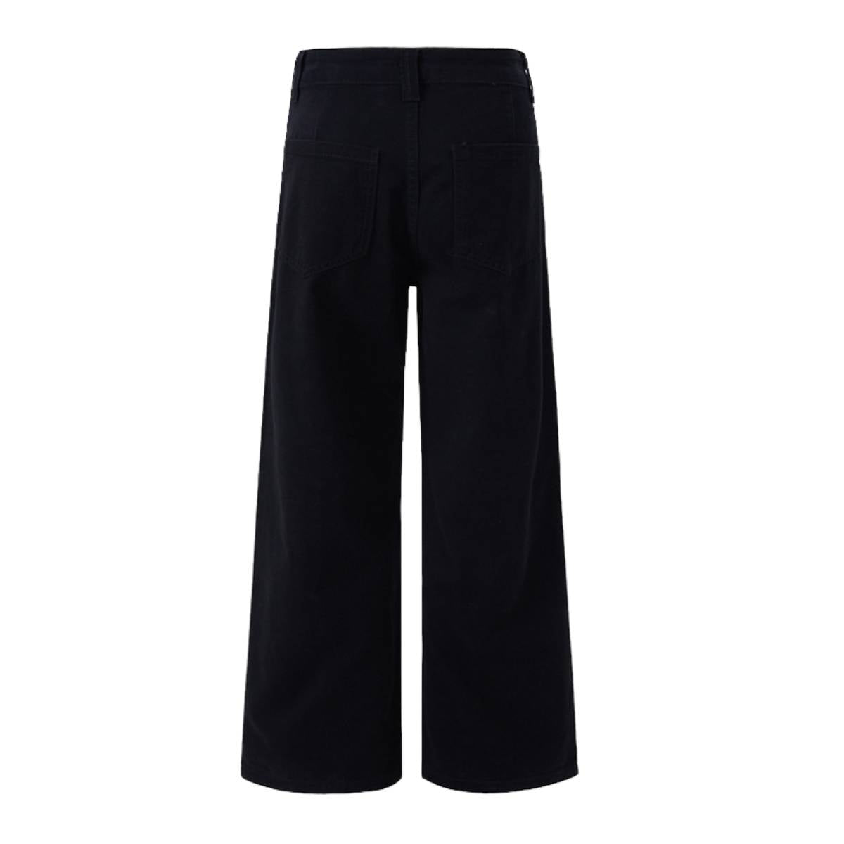 Pantalones de algodón con pierna ancha y color liso