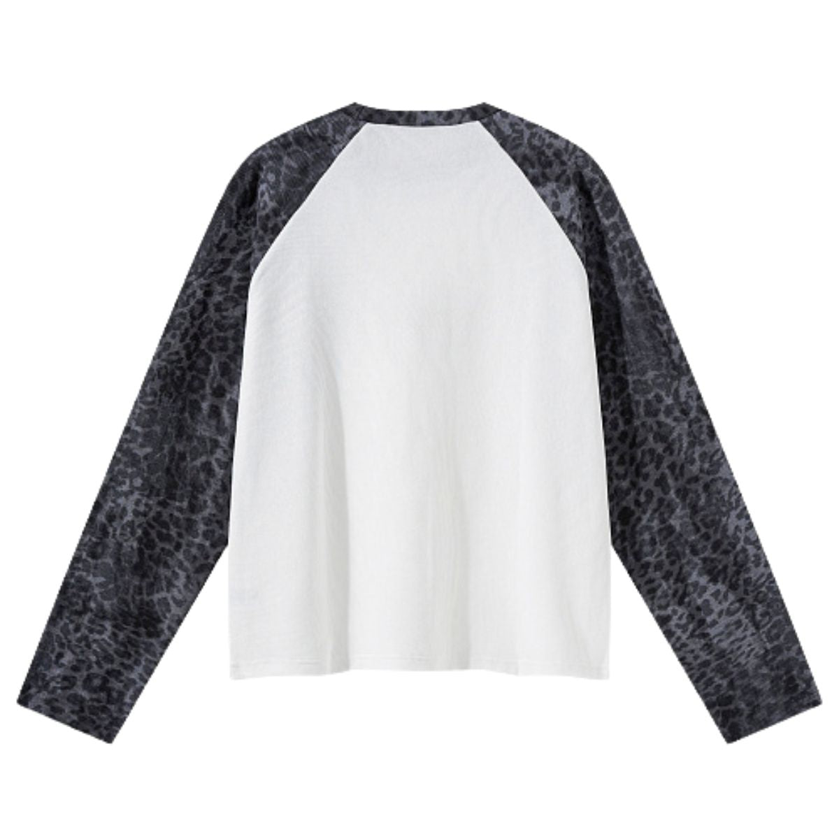 Unisex Leopard Print Raglan Stack Sleeve Crop T-Shirt
