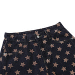 Vintage Star Print Loose Wide-Leg Denim Pants