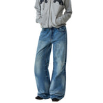 3D Washed Wide Leg Jeans