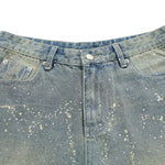 Paint Splatter Rhinestone Denim Bermuda Shorts