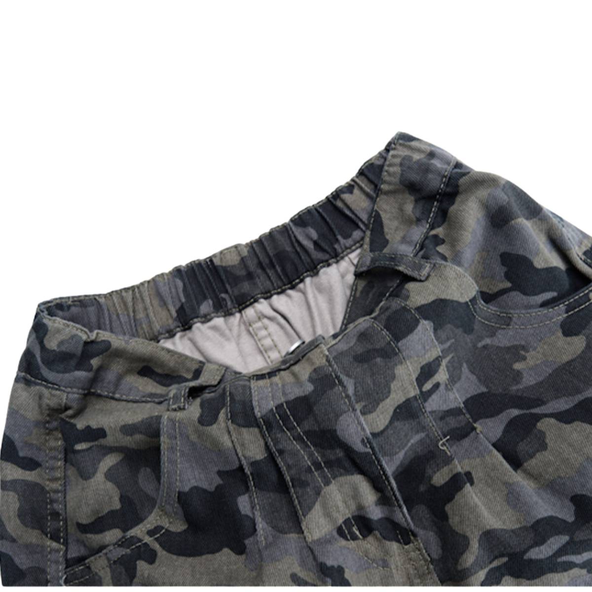 Camo Utility High Waist Loose Fit Bermuda Shorts