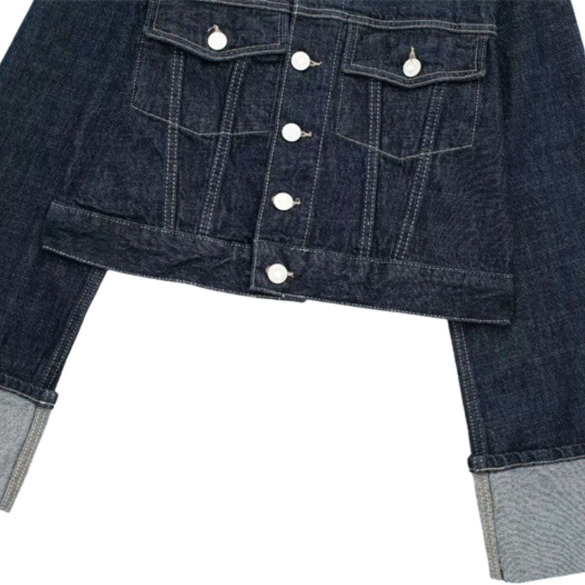 Roll-Up Sleeves Cropped Denim Jacket