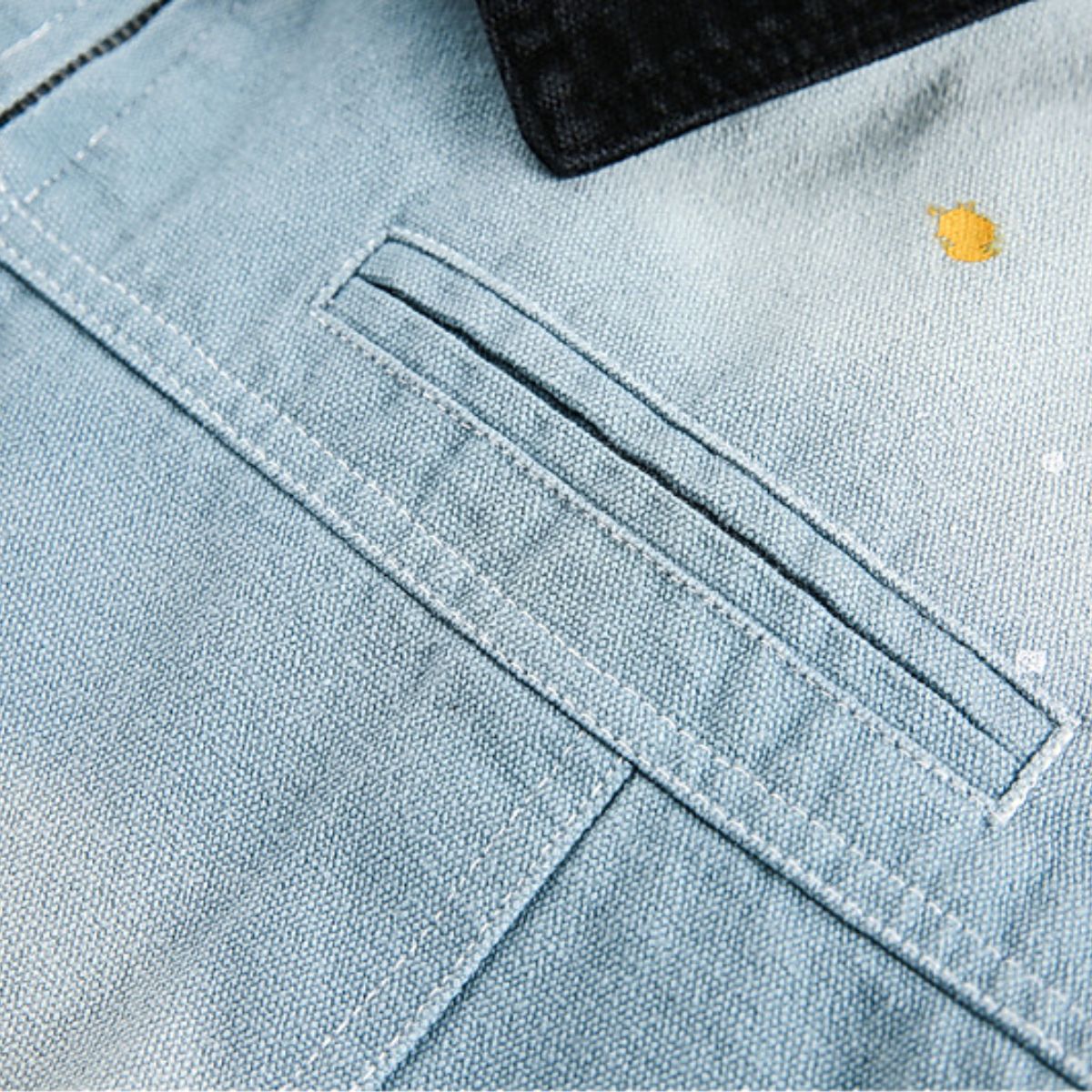 Men's Vintage Washed Splatter Ombre Denim Utility Jacket