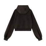 Women's Snow‑Wash Distressed Cropped Double Zip Hoodie